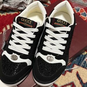 Black and White Crystal Sneakers size 36 ( fits 5.5-6)